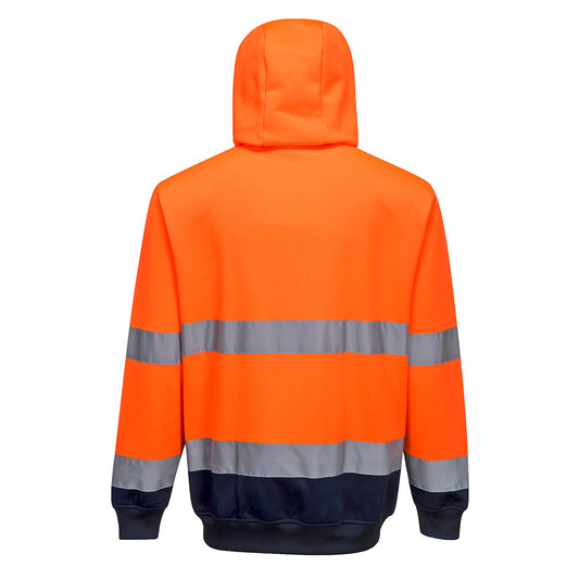 PORTWEST HI-VIS CONTRAST ZIPPED HOODIE