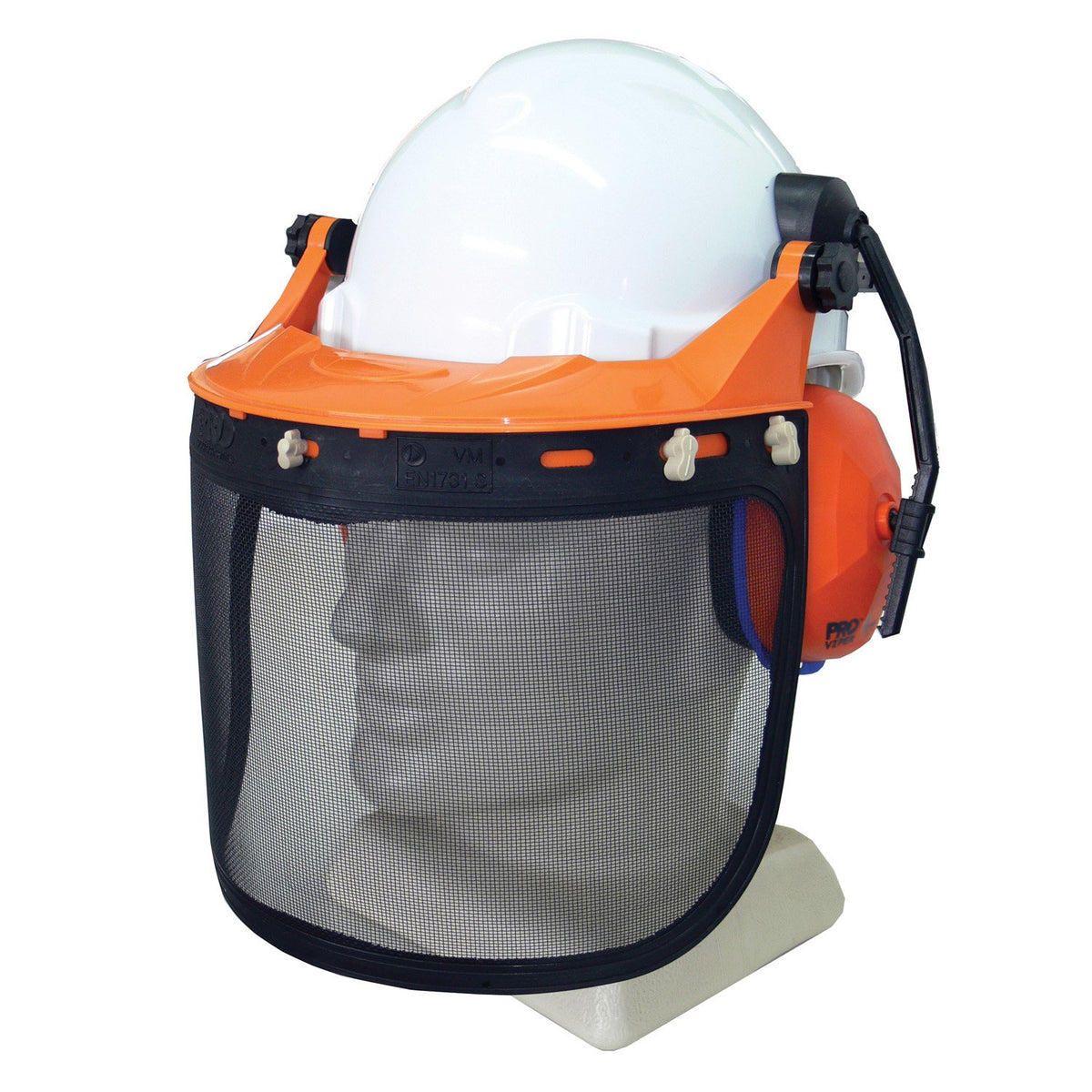 EARMUFFS, BROWGUARD AND MESH VISOR