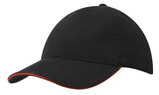 BRUSHED COTTON CAP - BLACK/ORANGE