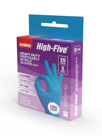 HIGH FIVE HD DISPOSABLE NITRILE GLOVES (20 PACK)