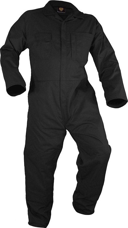 CAUTION - LONG SLEEVE POLYCOTTON ZIP COVERALL BLACK