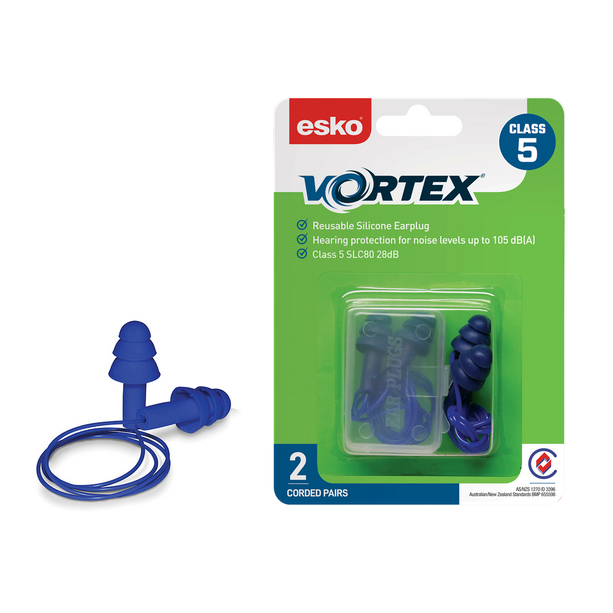VORTEX EARPLUGS BLUE CORDED 2PACK