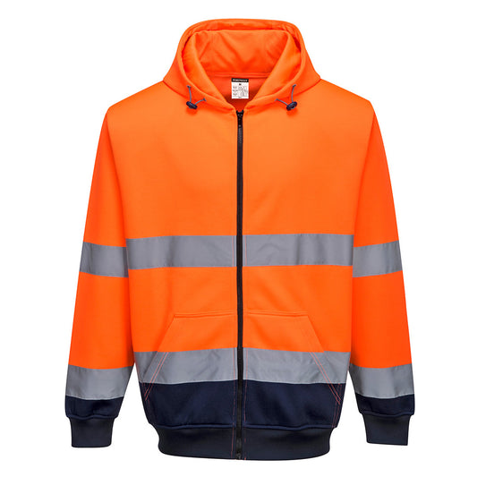 PORTWEST HI-VIS CONTRAST ZIPPED HOODIE
