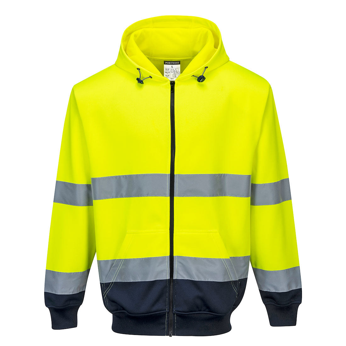 PORTWEST HI-VIS CONTRAST ZIPPED HOODIE
