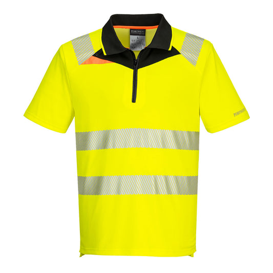 DX4 HI-VIS ZIP POLO SHIRT SHORT SLEEVE