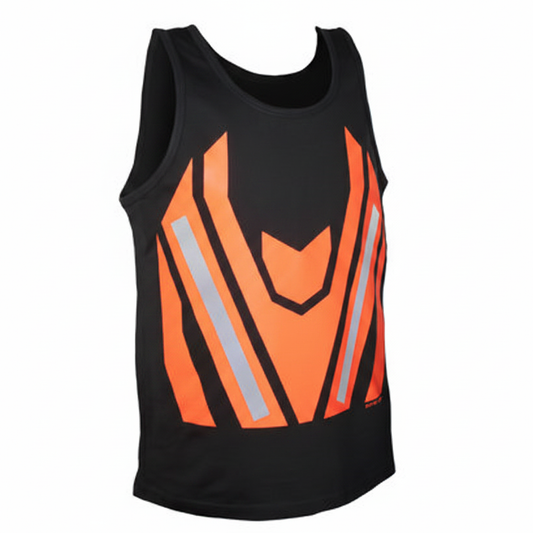 Black singlet orange chevron with reflective tape